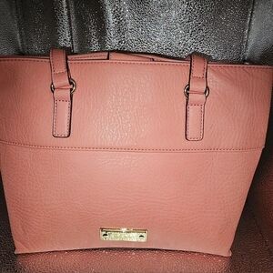 Nicole Miller Pink Tote Bag with Gold Hardware